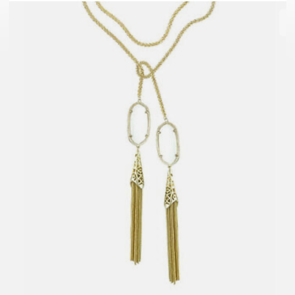 Kendra Scott Megan Lariat Necklace, Clear Stone